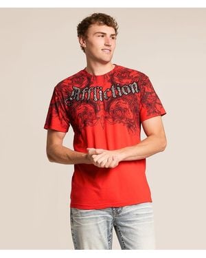Affliction Detail T-Shirt - Red
