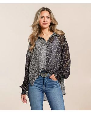 Acoa Mixed Floral Chiffon Blouse - Blue
