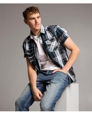 BKE Plaid Athletic Shirt - Gray