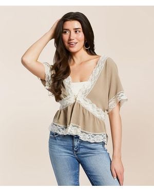 Daytrip Floral Lace Peplum Top - Blue