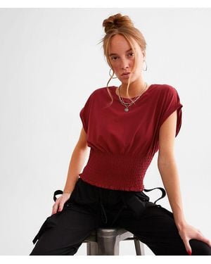 Gilded Intent Smocked Dolman Top - Red