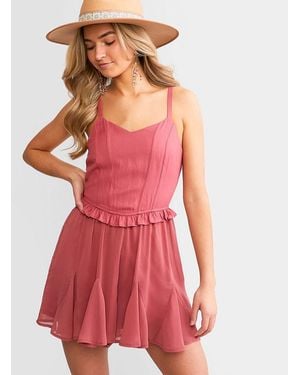 Willow & Root Ruffle Corset Romper - Red