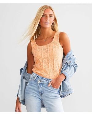 Willow & Root Brushed Floral Lace Tank Top - Blue