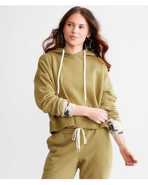 Gilded Intent Cropped Boxy Hooded Sweatshirt - Green