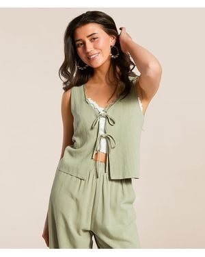 Willow & Root Front Tie Tank Top - Green
