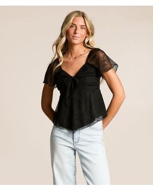 Willow & Root Floral Lace Hanky Top - Black