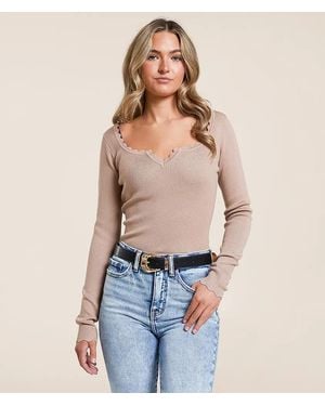 Blu Pepper Scalloped Trim Top - Blue