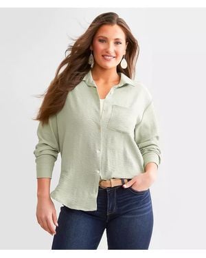 Almost Famous Collared Blouse - Green