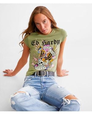 Ed Hardy Nyc Skull T-Shirt - Blue