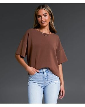 Buckle Black Crew Neck T-Shirt - Brown