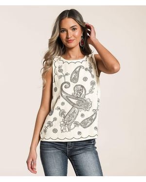 Daytrip Embroidered Tank Top - Natural