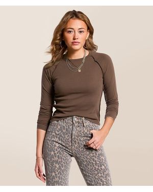 Gilded Intent Exposed Seam Top - Brown