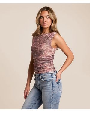 Willow & Root Floral Lace Tank Top - Blue