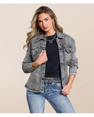 Veveret Rhinestone Denim Jacket - Gray
