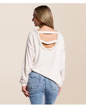 Daytrip Contrast Stitch Top - White