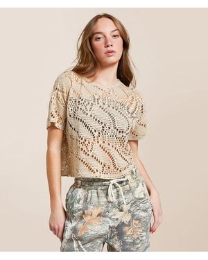 Gilded Intent Open Weave Top - Brown