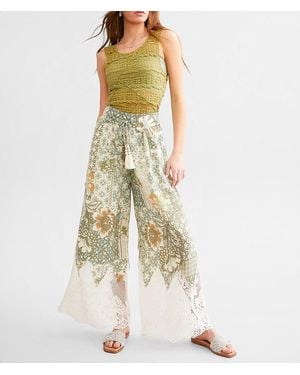 Miss Me Floral Crochet Beach Pant - Natural