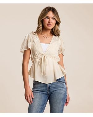 Daytrip Embroidered Peplum Top - Blue