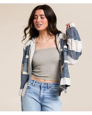 Pol Crochet Hooded Jacket - Blue