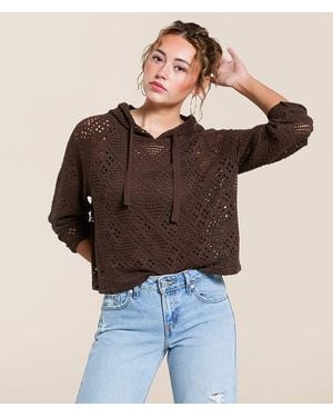Gilded Intent Crochet Hoodie - Brown