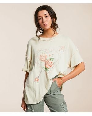 Free People Love Rose Oversized T-Shirt - Natural