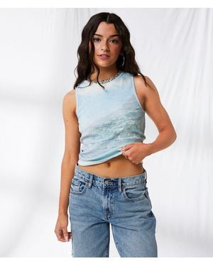 33 Coastal Ribbed Coastal Belt Tank Top - Blue