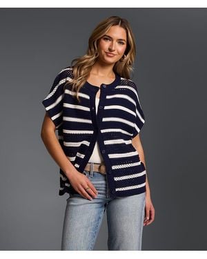Buckle Black Refined Edit- Striped Cardigan Sweater - Blue