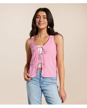 Willow & Root Front Tie Tank Top - Red