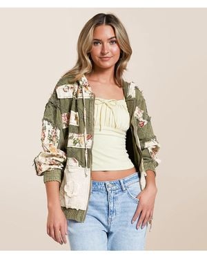 Pol Pieced Floral Hooded Jacket - Natural