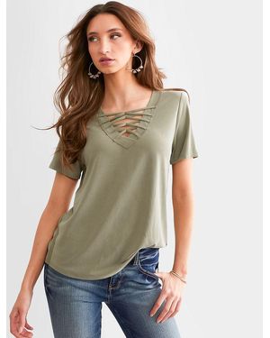 BKE Lace-Up Top - Green