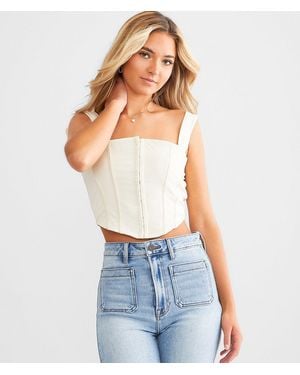 Willow & Root Mesh Corset Cropped Tank Top - White