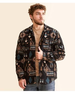 Departwest Southwestern Fleece Shacket - Black