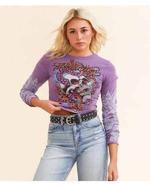 Affliction Velvet Sky Cropped T-Shirt - Purple