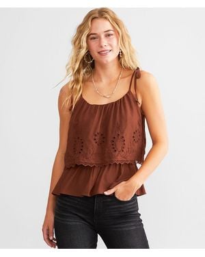 Daytrip Embroidered Tank Top - Brown
