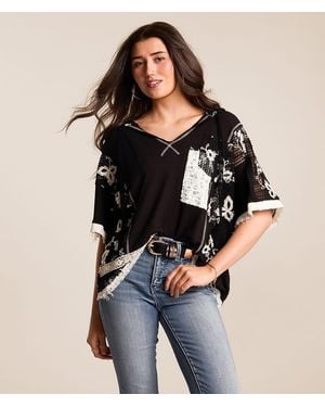 Pol Floral Crochet Hoodie - Black