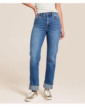 Hidden Jeans Tracey Cropped Straight Stretch Cuffed Jean - Blue