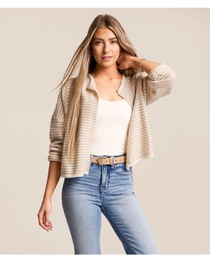 JOA Striped Cardigan Sweater - Blue
