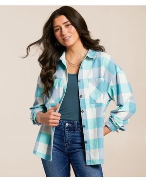 Modish Rebel Plaid Boyfriend Shirt - Blue