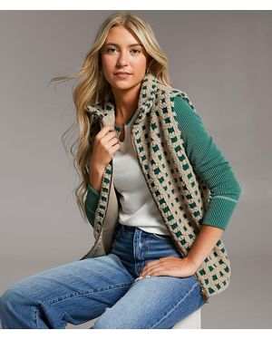 BKE Checkered Sherpa Vest - Green
