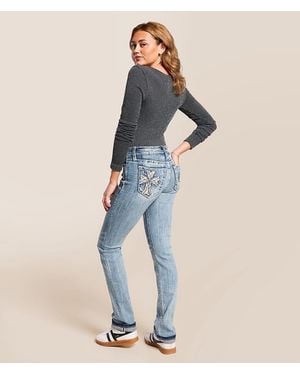 Miss Me Mid-Rise Straight Stretch Cuffed Jean - Blue