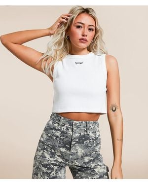 Miss Me Label Tank Top - White