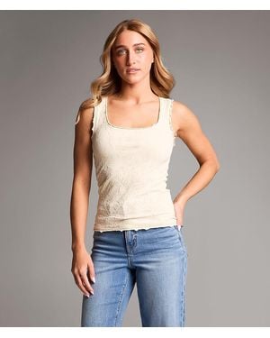 BKE Floral Textured Tank Top - Blue