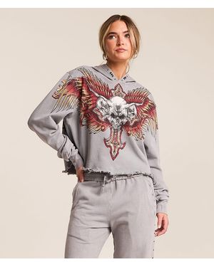 Affliction Hyper Speed Cropped Hoodie - Brown