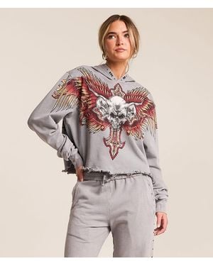 Affliction Hyper Speed Cropped Hoodie - Brown