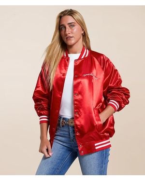 Z Supply Rodeo Days Satin Retro Jacket - Red
