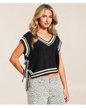 Blu Pepper Cable Knit Boxy Sweater - Black