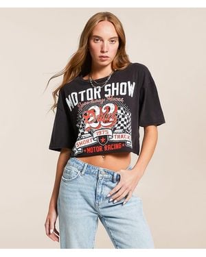Modish Rebel 1975 Motor Show Cropped T-Shirt - Blue