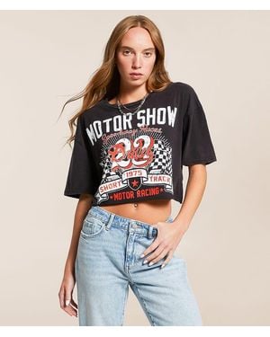 Modish Rebel 1975 Motor Show Cropped T-Shirt - Blue