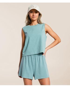 Z Supply Sloane Jersey Cropped Muscle Tank Top - Blue