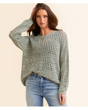 BKE Pointelle Sweater - Green